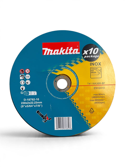 Makita 230mm x 2mm INOX Cut-Off Disc 10-Piece Set - D-18792-10