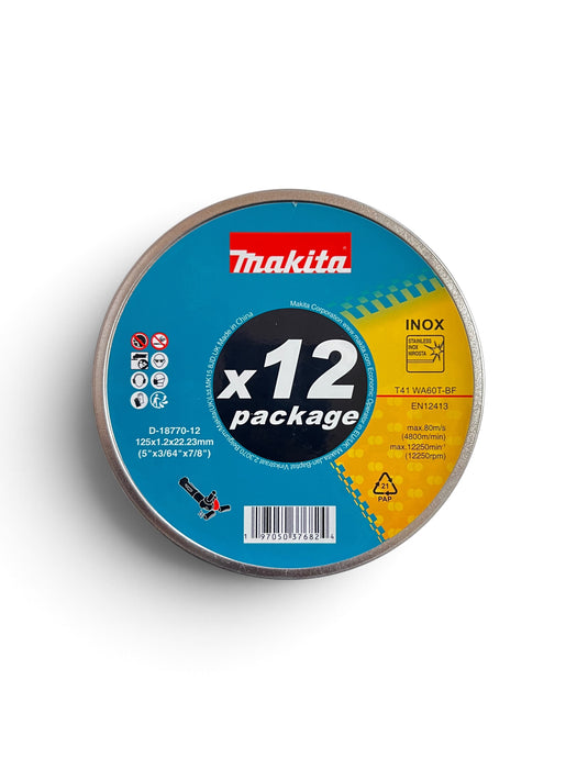 Makita INOX Cutting Discs 125mm x 1.2mm (Pack of 12) - D-18770-12