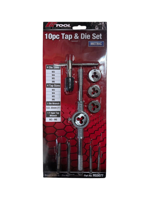 PK Tool RG5077 Tap & Die Set - 10pc for Precision Threading and Repair
