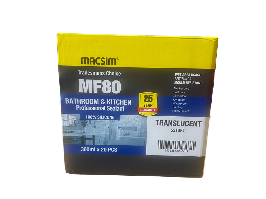 Macsim MF80 Bathroom & Kitchen Professional Silicone Sealant Translucent 300ML - 53TBKT