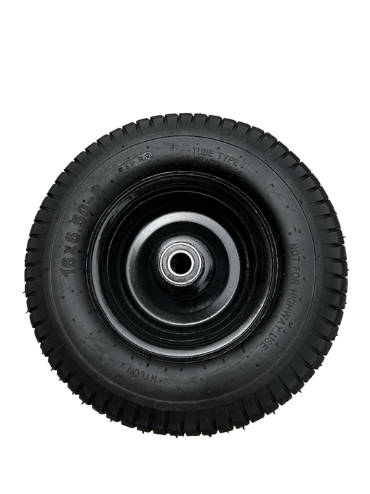 Heavy Duty Wide Pneumatic Wheelbarrow Tyre 16/6.50-8 - Built-in Grease Nipple & 6205-2RS Bearing