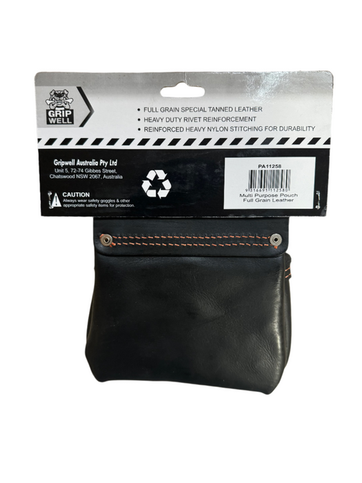 Gripwell Multi Purpose 1 Pocket Pouch with Tape Holder Full Grain Leather - PA11258