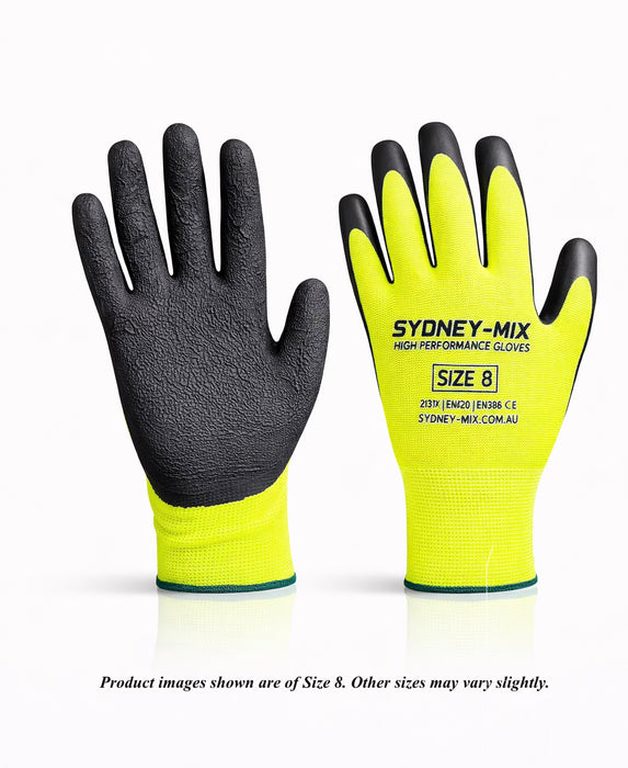 SYDNEY-MIX High Performance Latex Work Gloves – Hi-Vis Fluro Yellow
