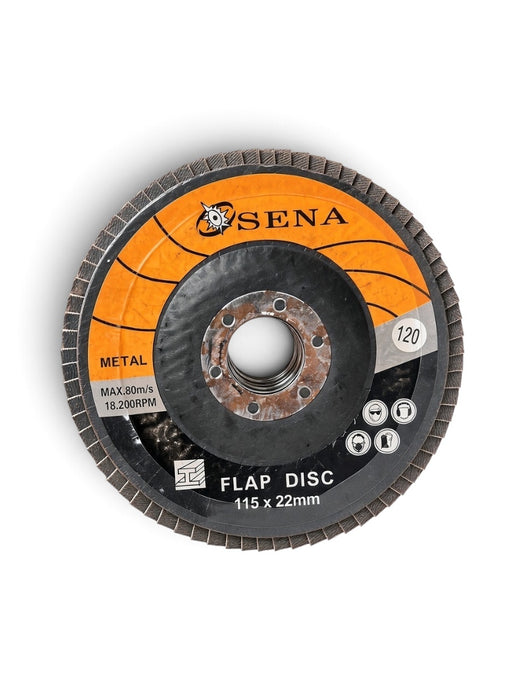 SENA Metal Flap Disc (10 pcs) - 115 x 22mm, Grit 120 - SFD25