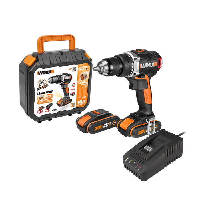 WORX 20V Brushless 13mm Drill Driver | 2x 2Ah POWERSHARE Kit | WX175