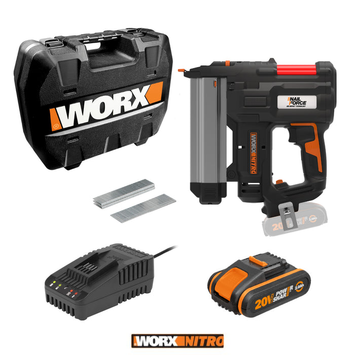 WORX 20V NITRO 2-in-1 Brad and Finish Nailer / Stapler | 2Ah POWERSHARE Kit | WX840