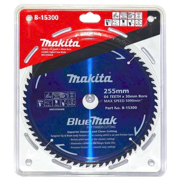 MAKITA BLUEMAK SAW BLADE TCT 64T 30MM BORE 255MM - B-15300