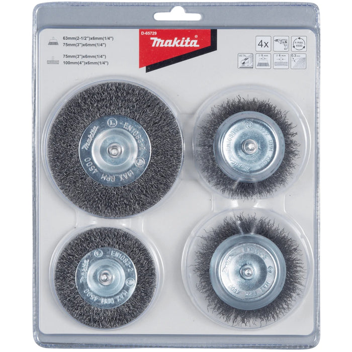 Makita 4 Piece Assorted Wire Brushes Set - D-65729