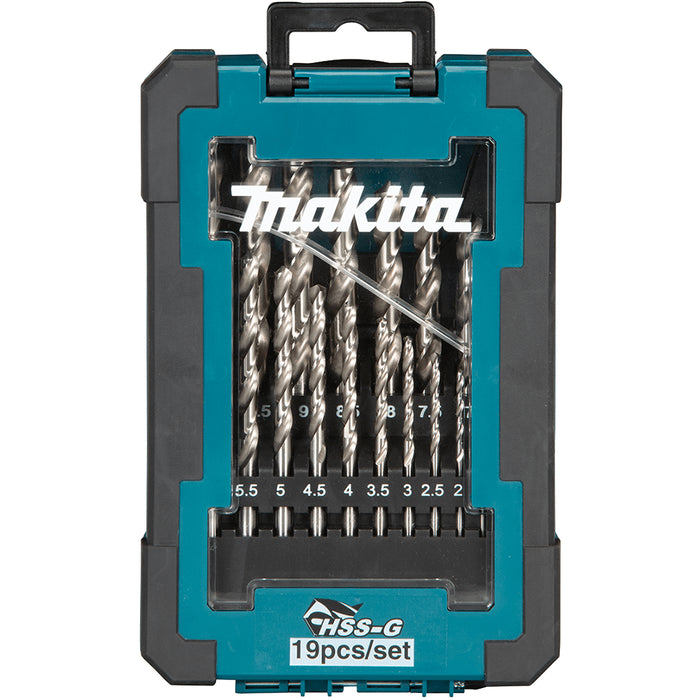 Makita 19 Piece Assorted 1-10mm HSS G-Series Metric Metal Drill Bits Set - D-67549