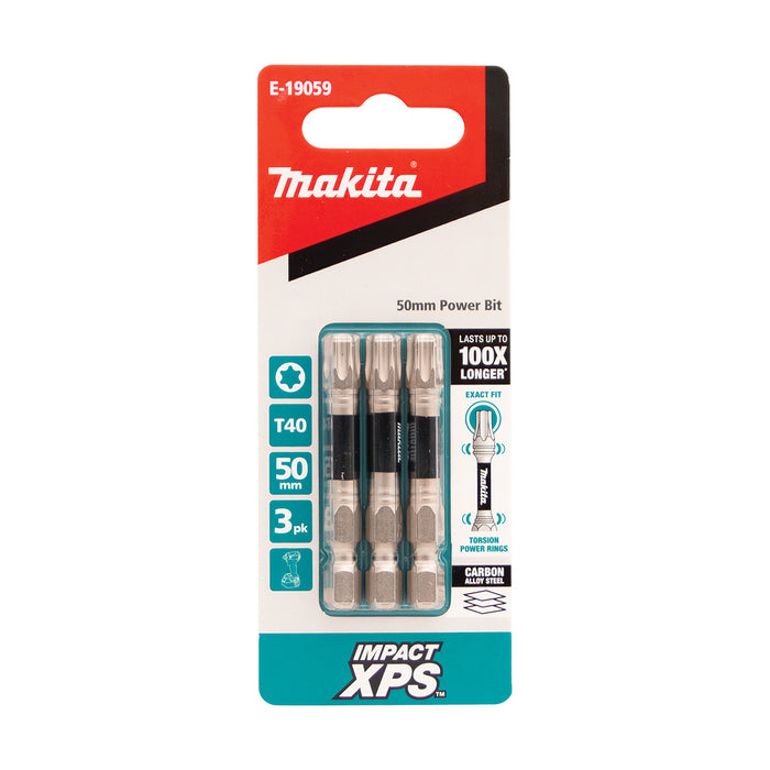 Makita Impact XPS T40 x 50mm Power Bits - 3 Pack - E-19059