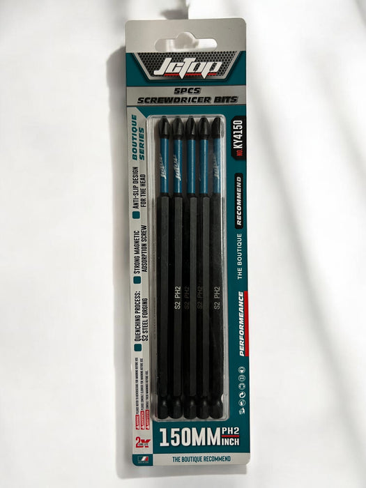 JCTOP 5-Piece 150mm PH2 Screwdriver Bit Set - KY4150
