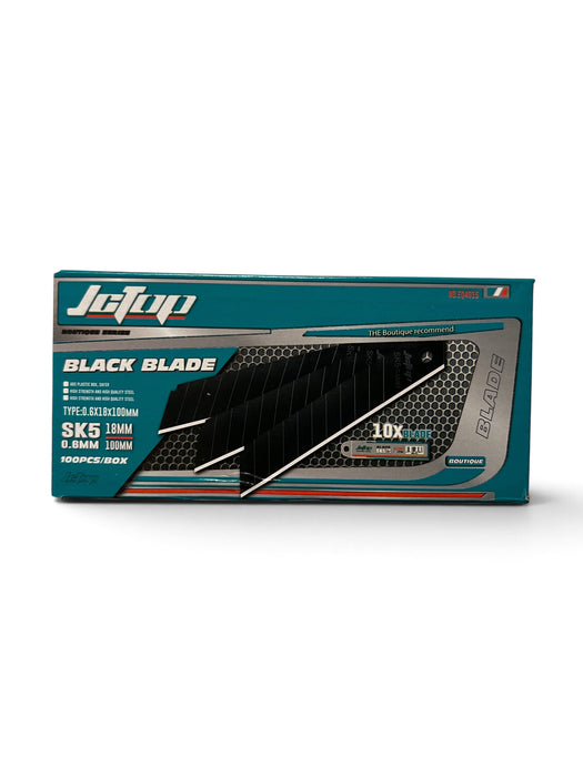JCTOP 100pcs Black Utility Knife Blades 0.6mm/18mm/100mm  - EQ4015