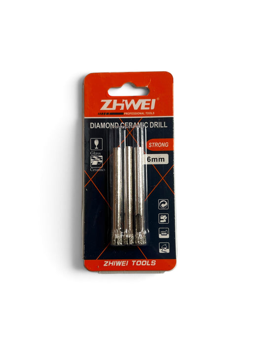 ZHWEI 6mm Diamond Glass Hole Saw Drill Bit - 3 Pack - ZW6MM