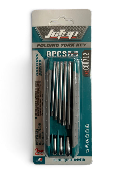 JCTOP 8-Piece Folding Torx Key Wrench Set - CG6712