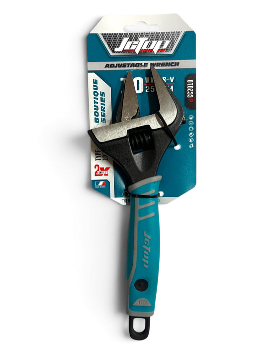 JCTOP 10 Inch Heavy Duty Adjustable Wrench Cr-V Ergonomic Grip - CC2010