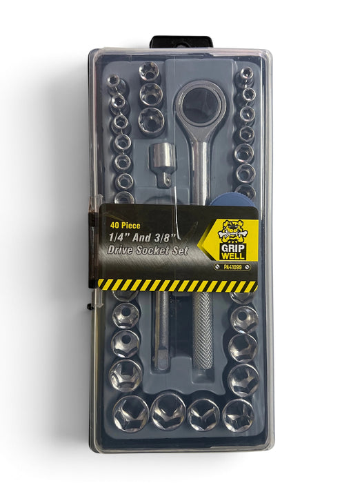 Gripwell 40-Piece 1/4" and 3/8" Drive Socket Set - PA41099